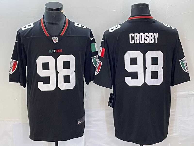 Mens Las Vegas Raiders #98 Maxx Crosby Black Mexico Vapor Stitched Jersey